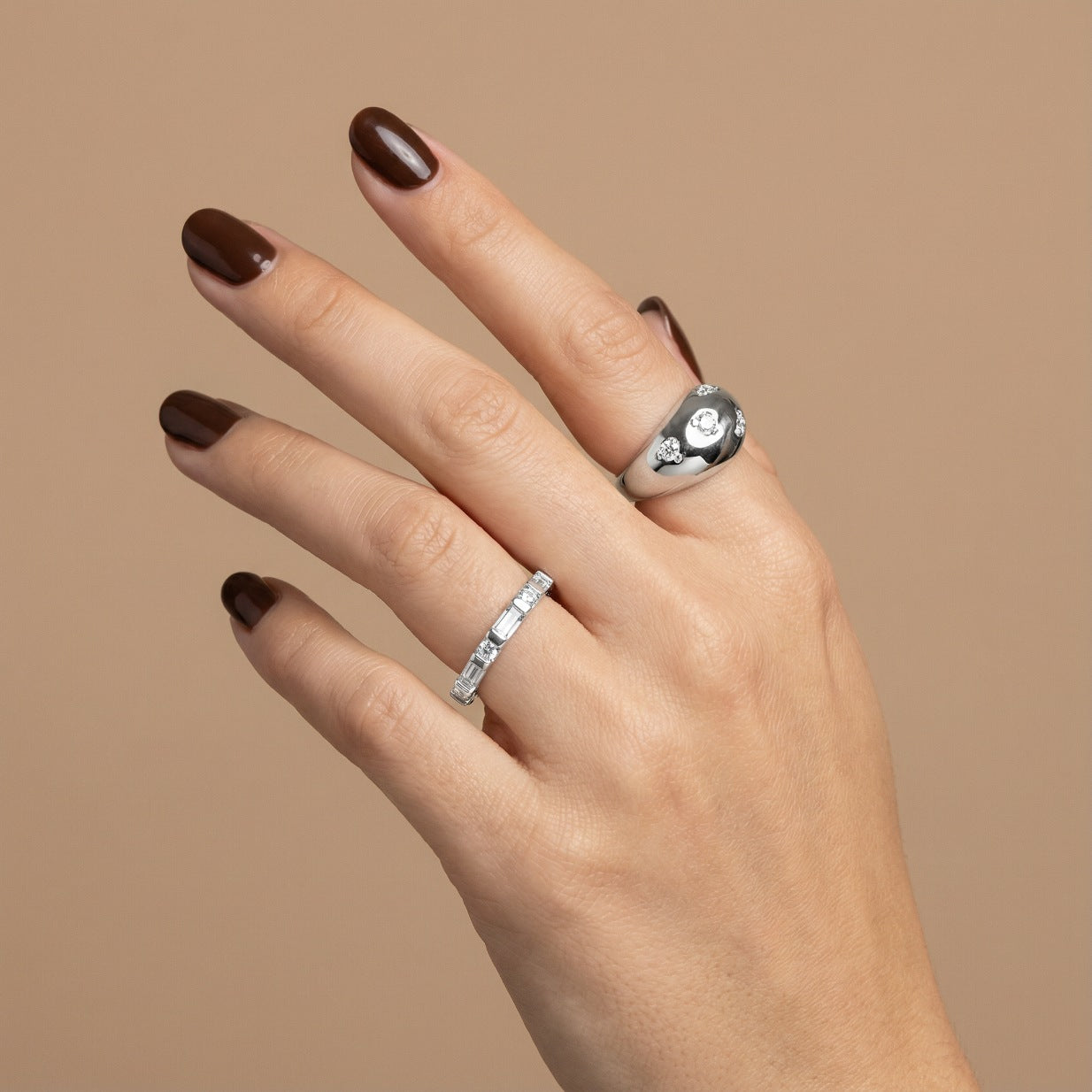 Radiant Baguette and Round Cut Zircon Band