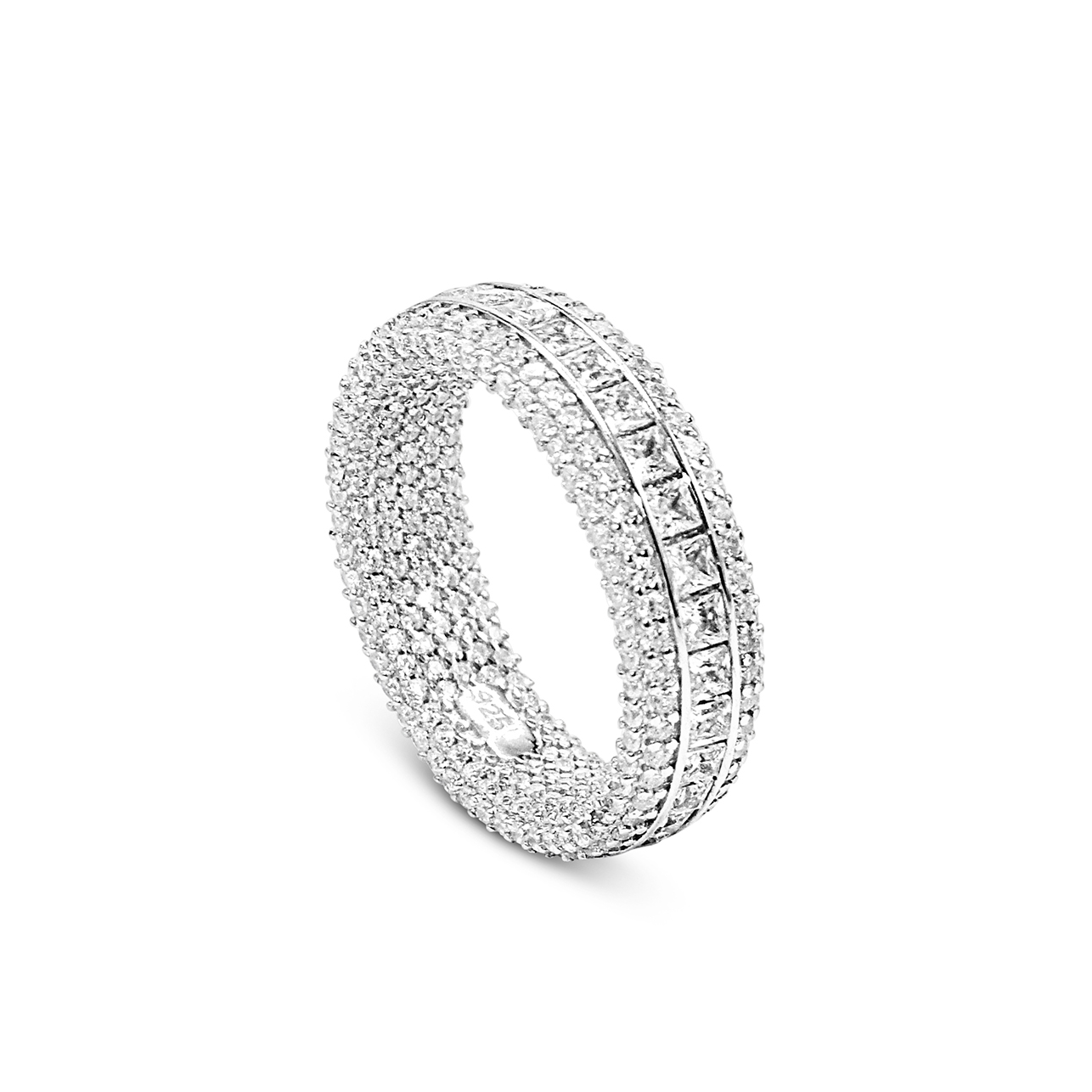 Triple Row Pavé Framed Band Ring