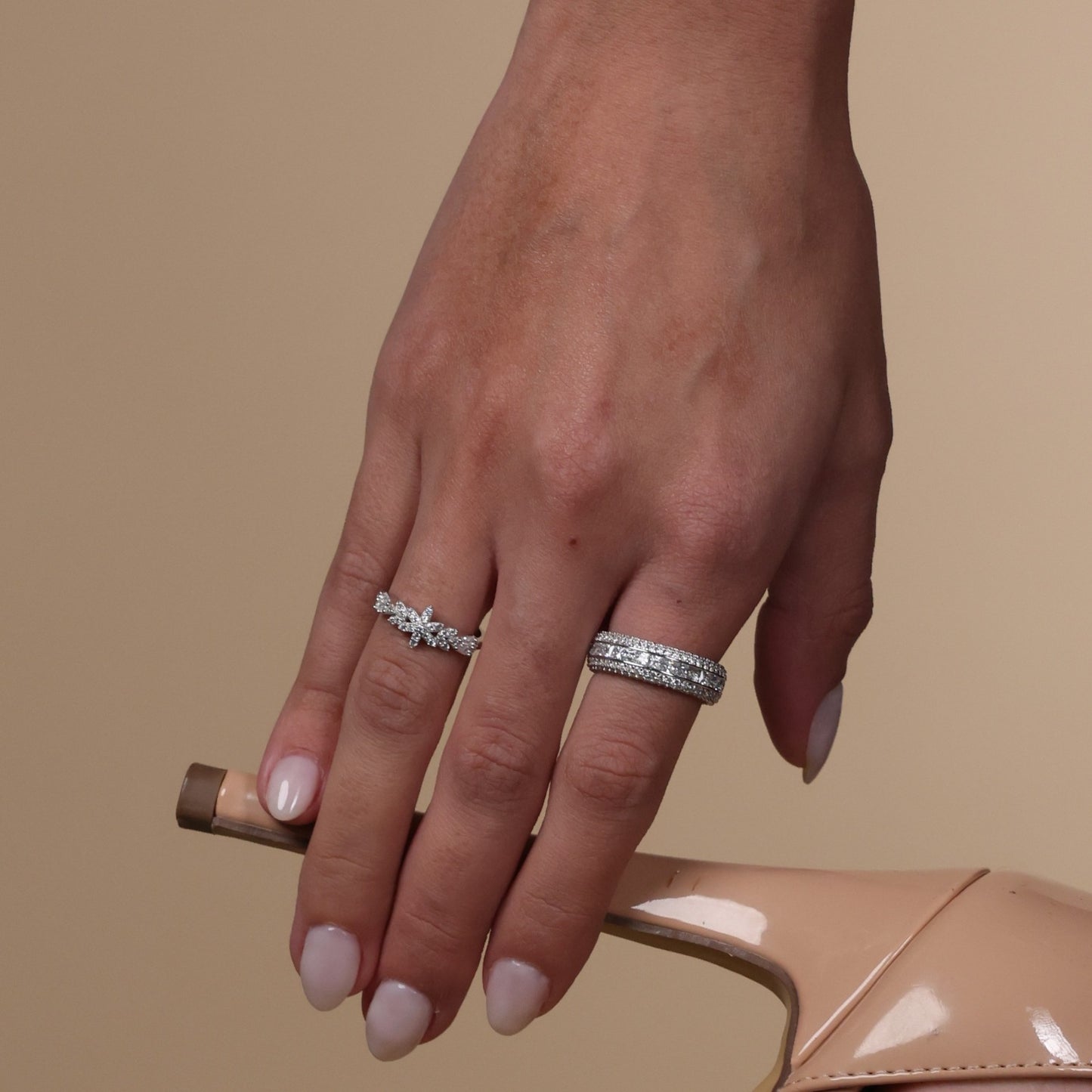 Triple Row Pavé Framed Band Ring