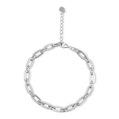 Alternating Classic Paperclip Pavé Link Bracelet