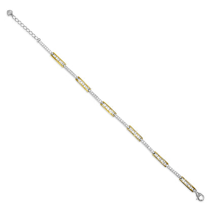 Gold Fusion Alternating Linear Pavé Link Bracelet