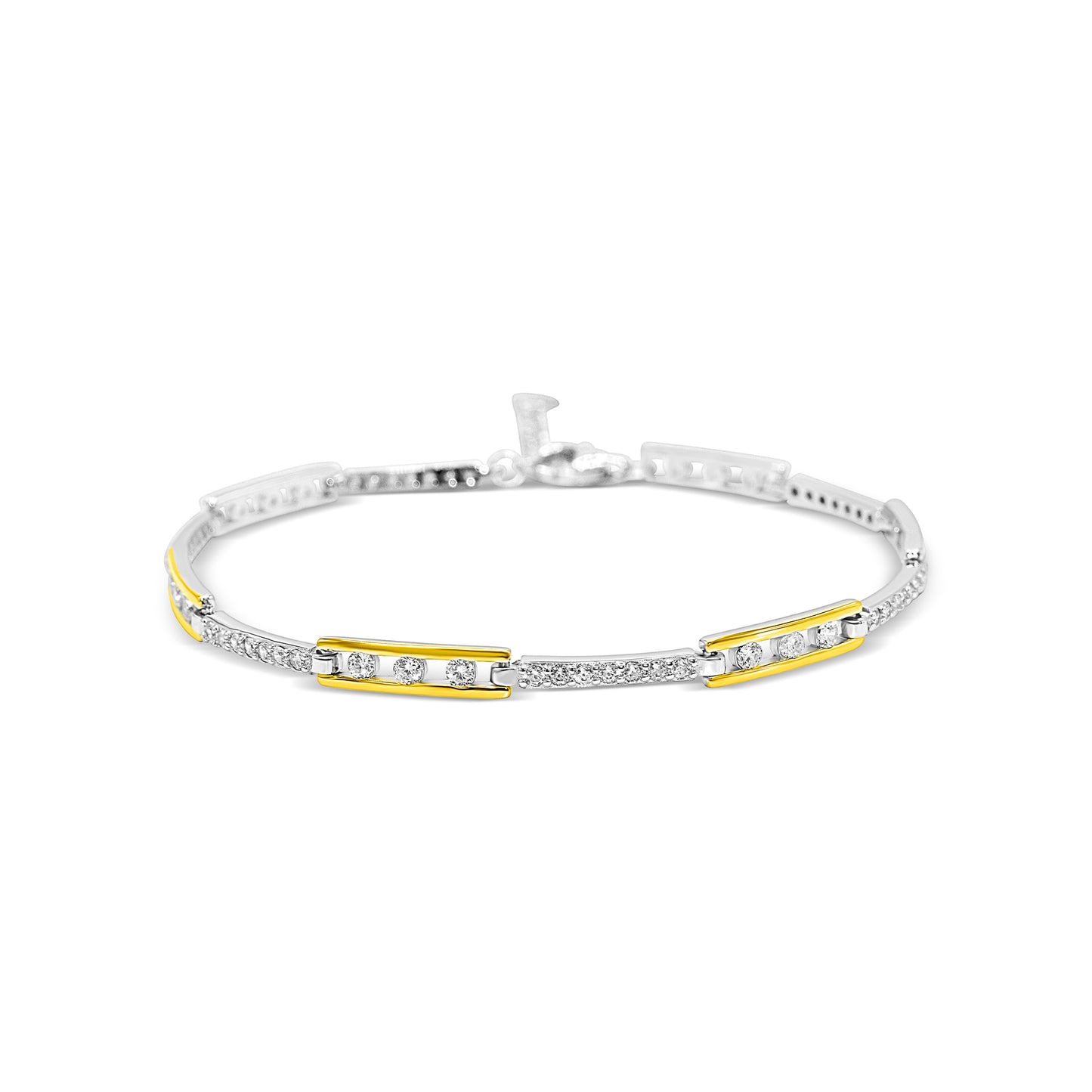 Gold Fusion Alternating Linear Pavé Link Bracelet