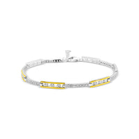 Gold Fusion Alternating Linear Pavé Link Bracelet image