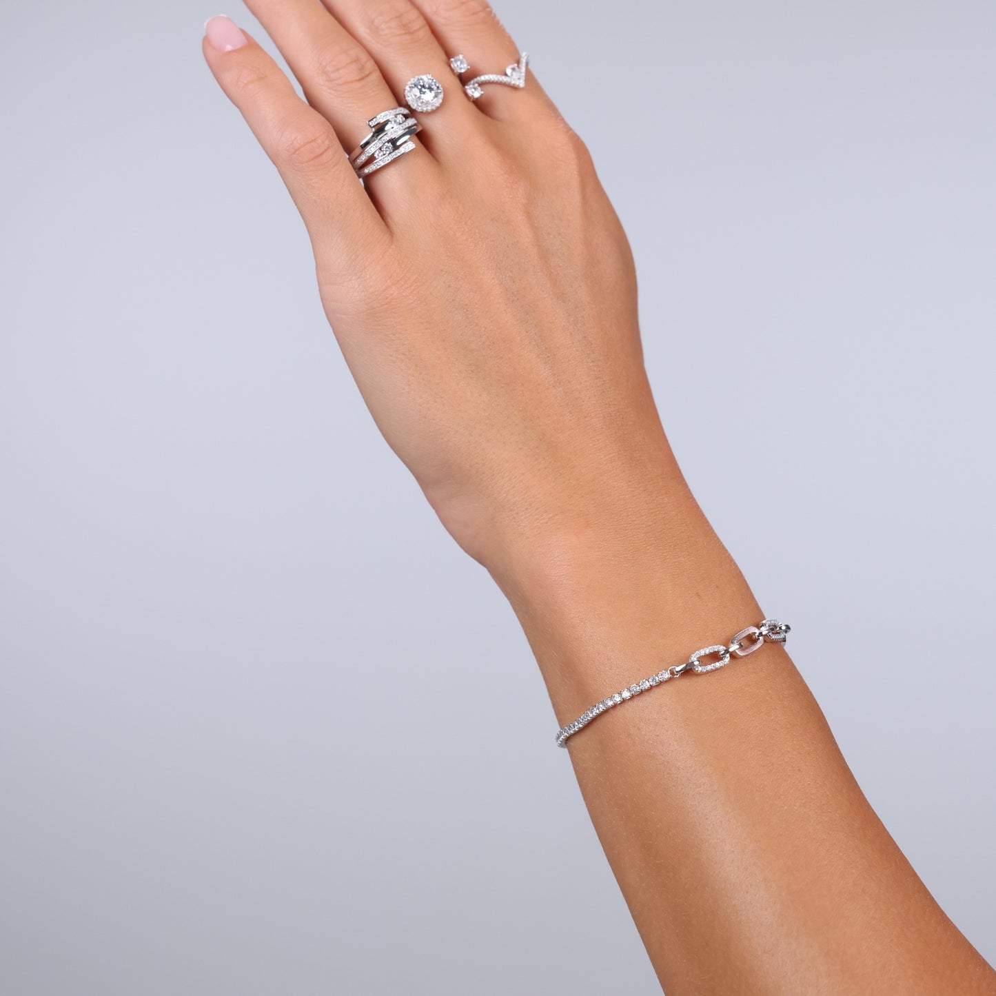 Half Tennis Half Chain Bracelet