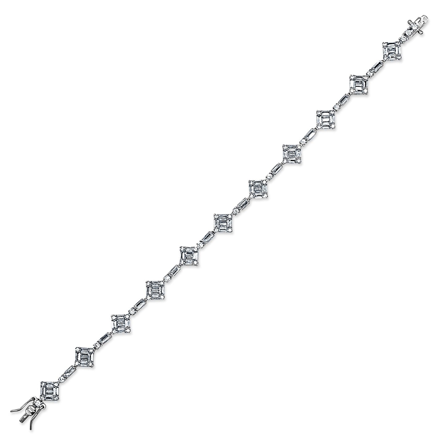 Square Halo Tennis Bracelet