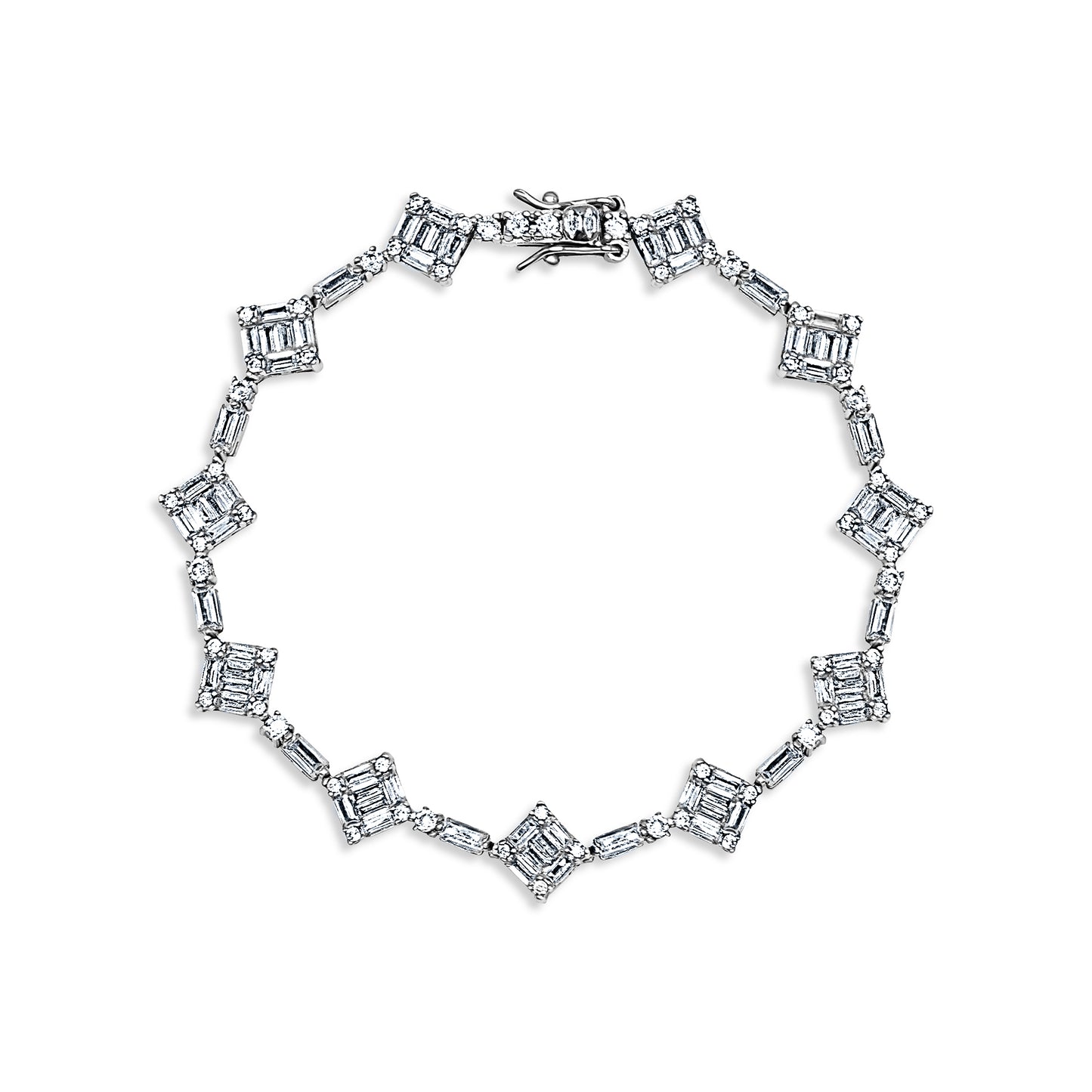 Square Halo Tennis Bracelet