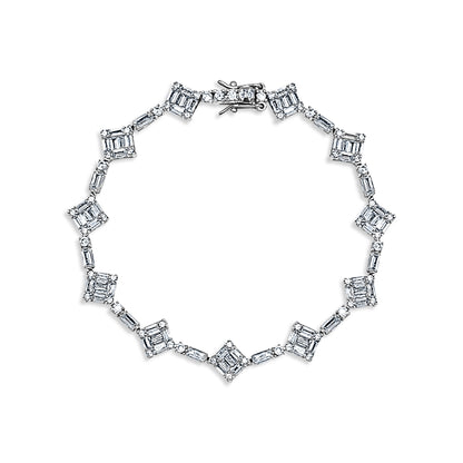 Square Halo Tennis Bracelet