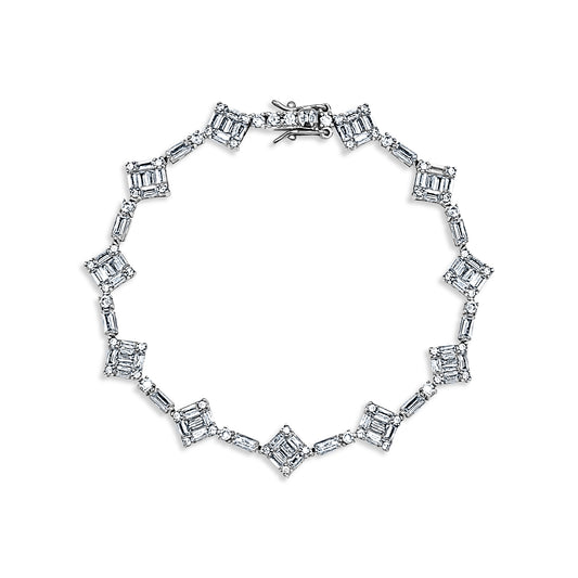 Square Halo Tennis Bracelet
