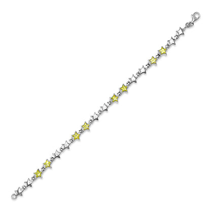 Dual Tone Star Link Statement Bracelet