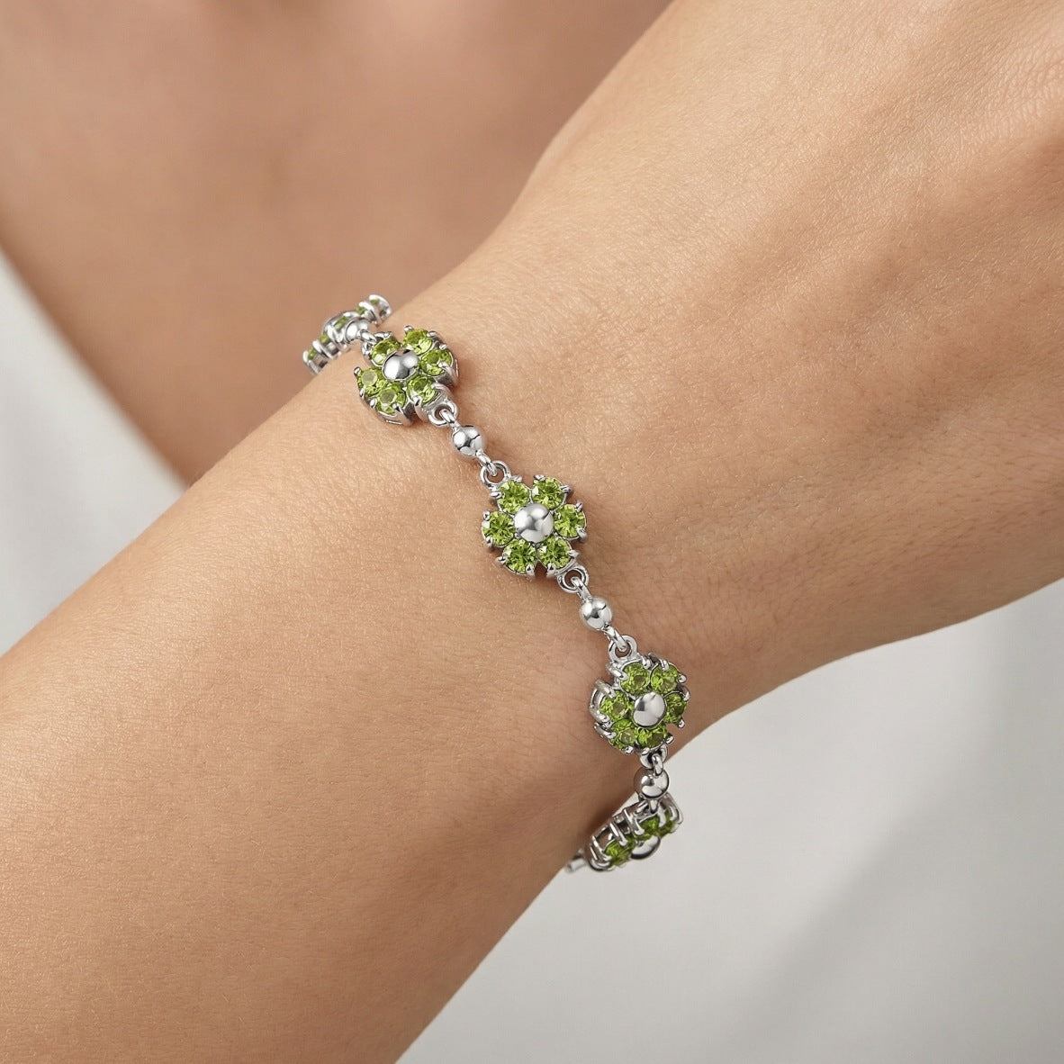 Floral Green Zircon Bracelet