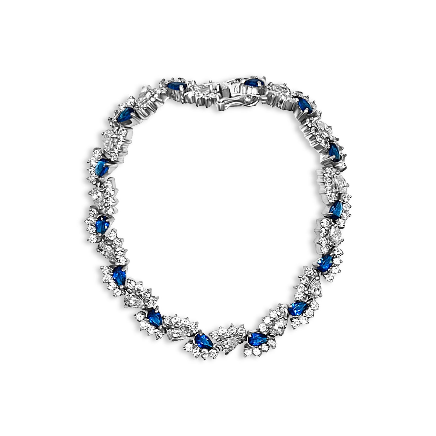 Sapphire Pear Cluster Tennis Bracelet