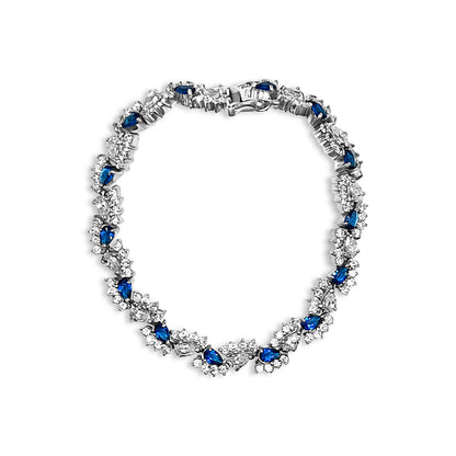 Sapphire Pear Cluster Tennis Bracelet
