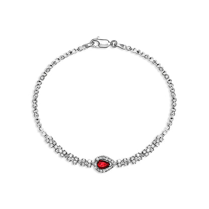 Ruby Pear Halo Tennis Bracelet