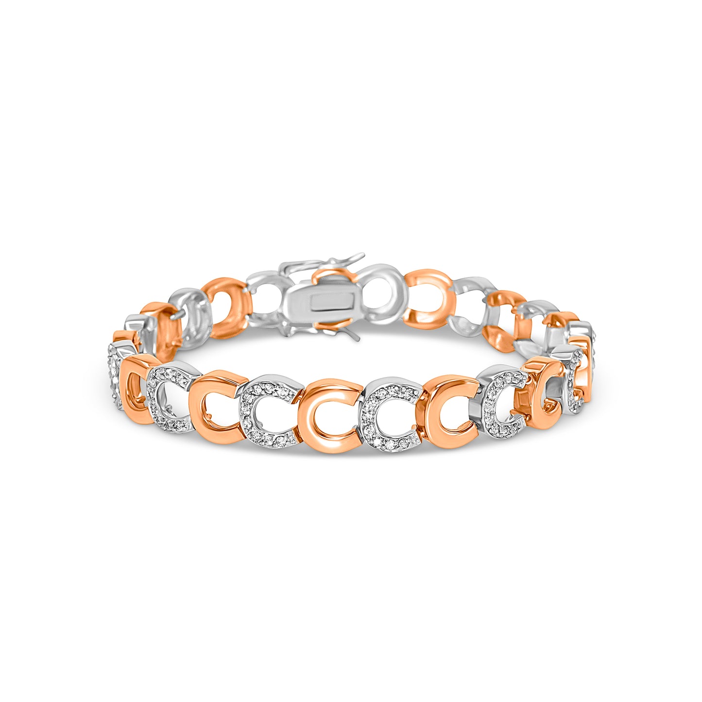 Two Tone Horseshoe Link Bracelet