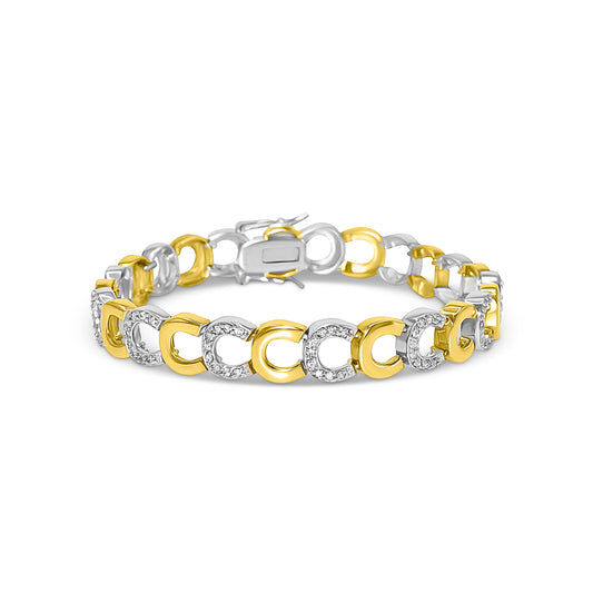Two Tone Horseshoe Link Bracelet