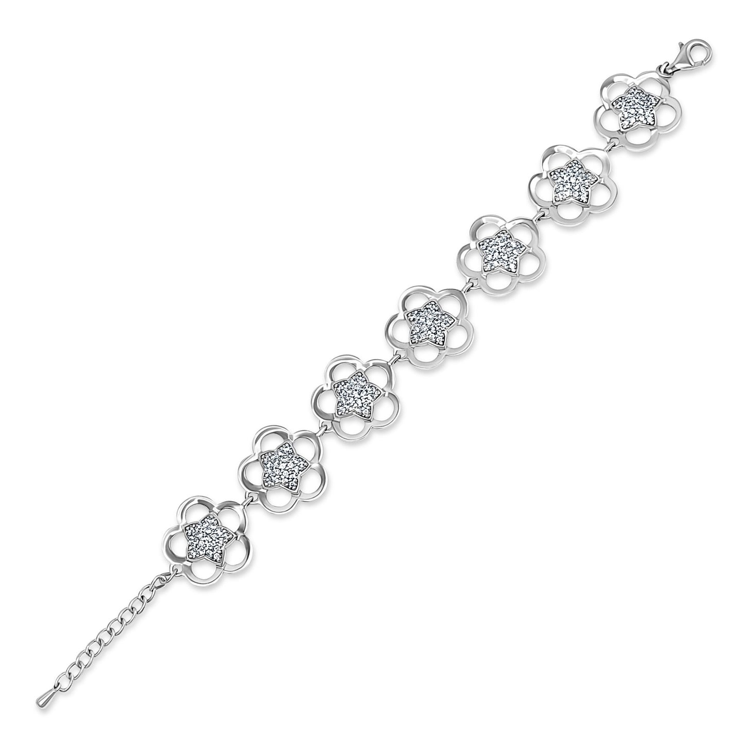 Pavé Star Floral Link Bracelet