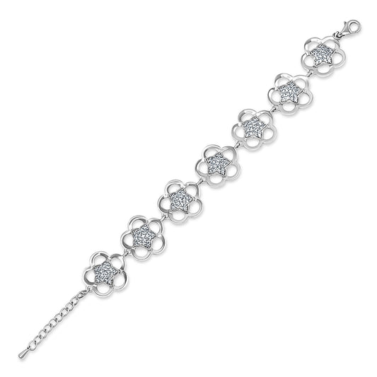 Pavé Star Floral Link Bracelet