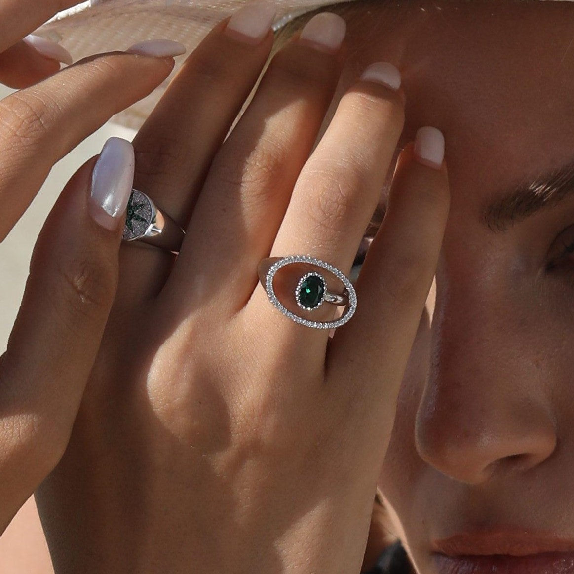 Emerald Halo Ring