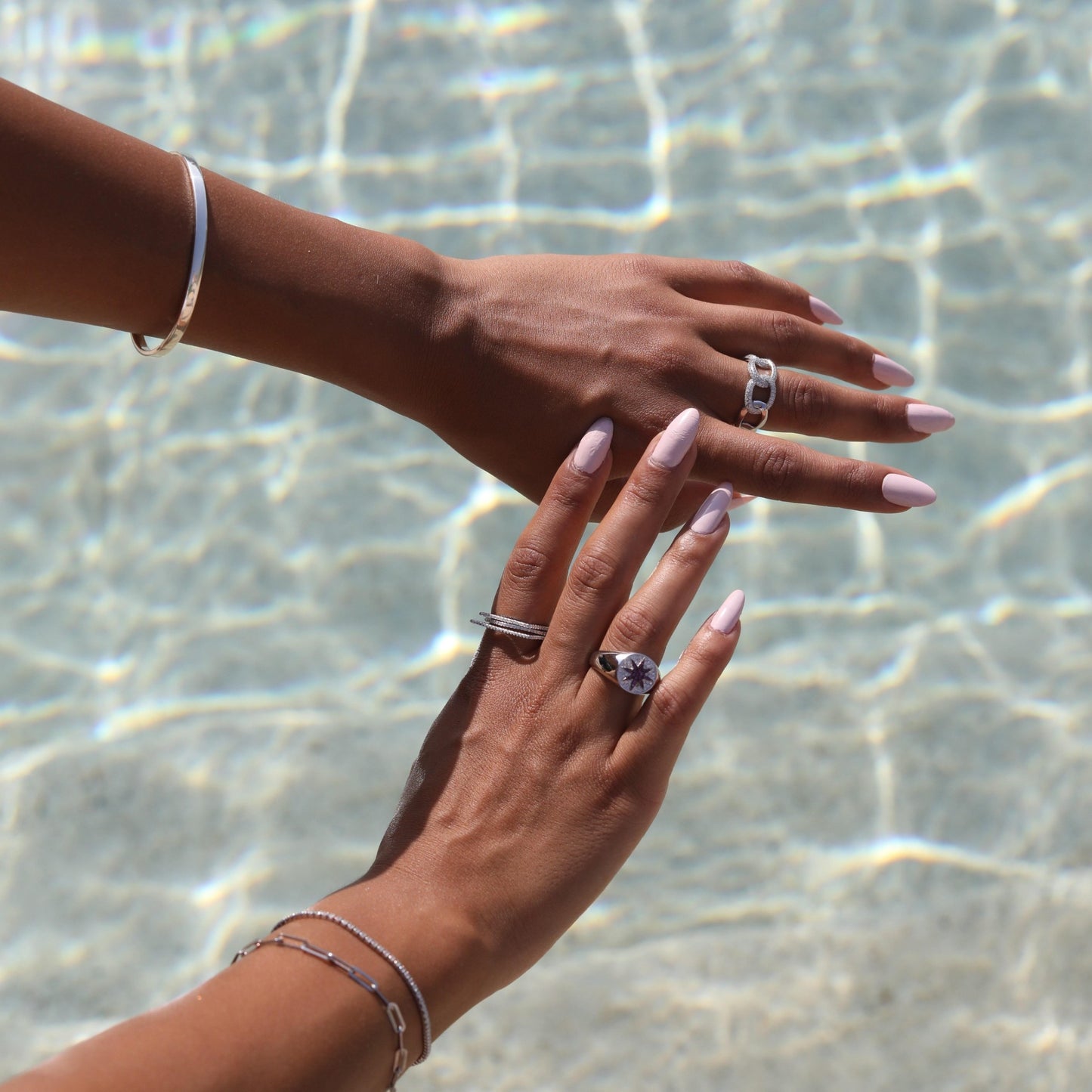 Stacked Geometric Zircon Ring