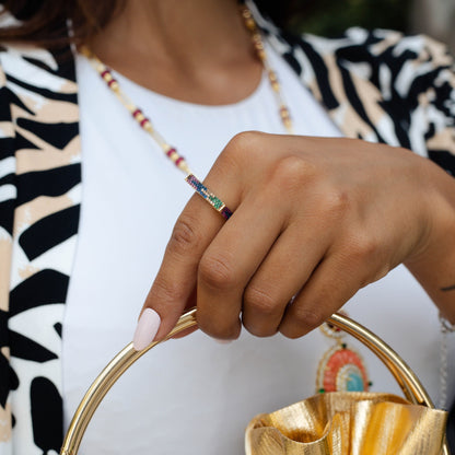 Geometric Square Rainbow Ring