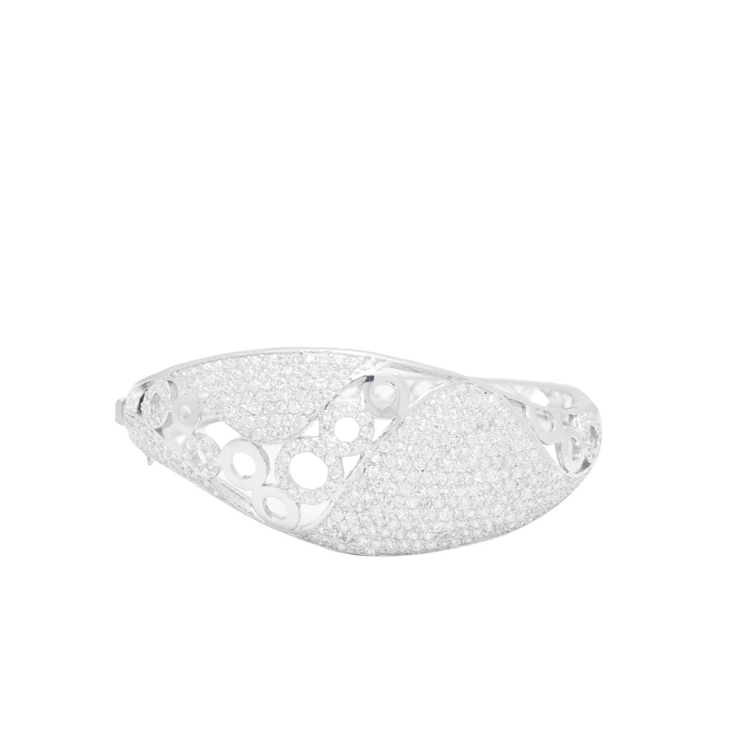 Silver Zircon Hinged Bangle