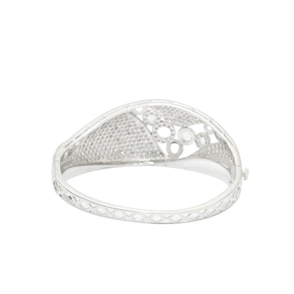 Silver Zircon Hinged Bangle