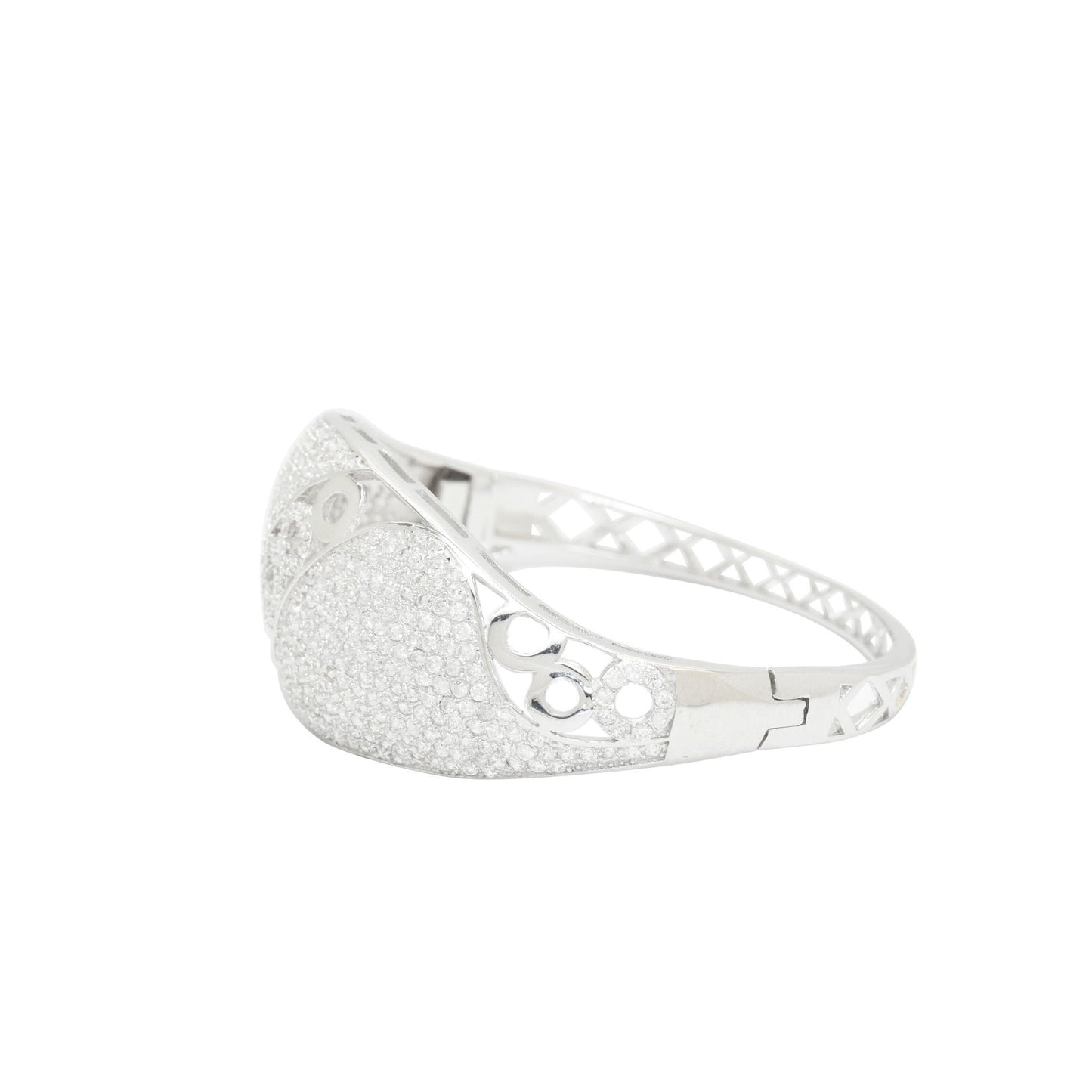 Silver Zircon Hinged Bangle