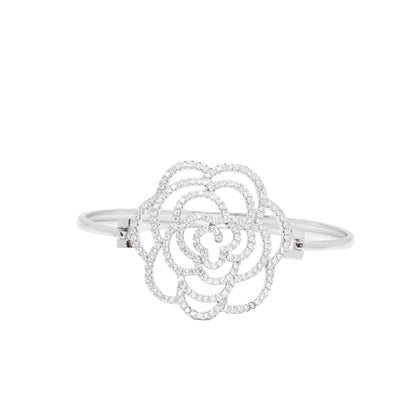 Zircon Flower Hinged Bangle