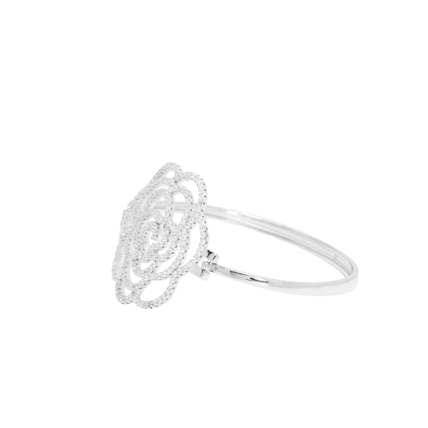 Zircon Flower Hinged Bangle