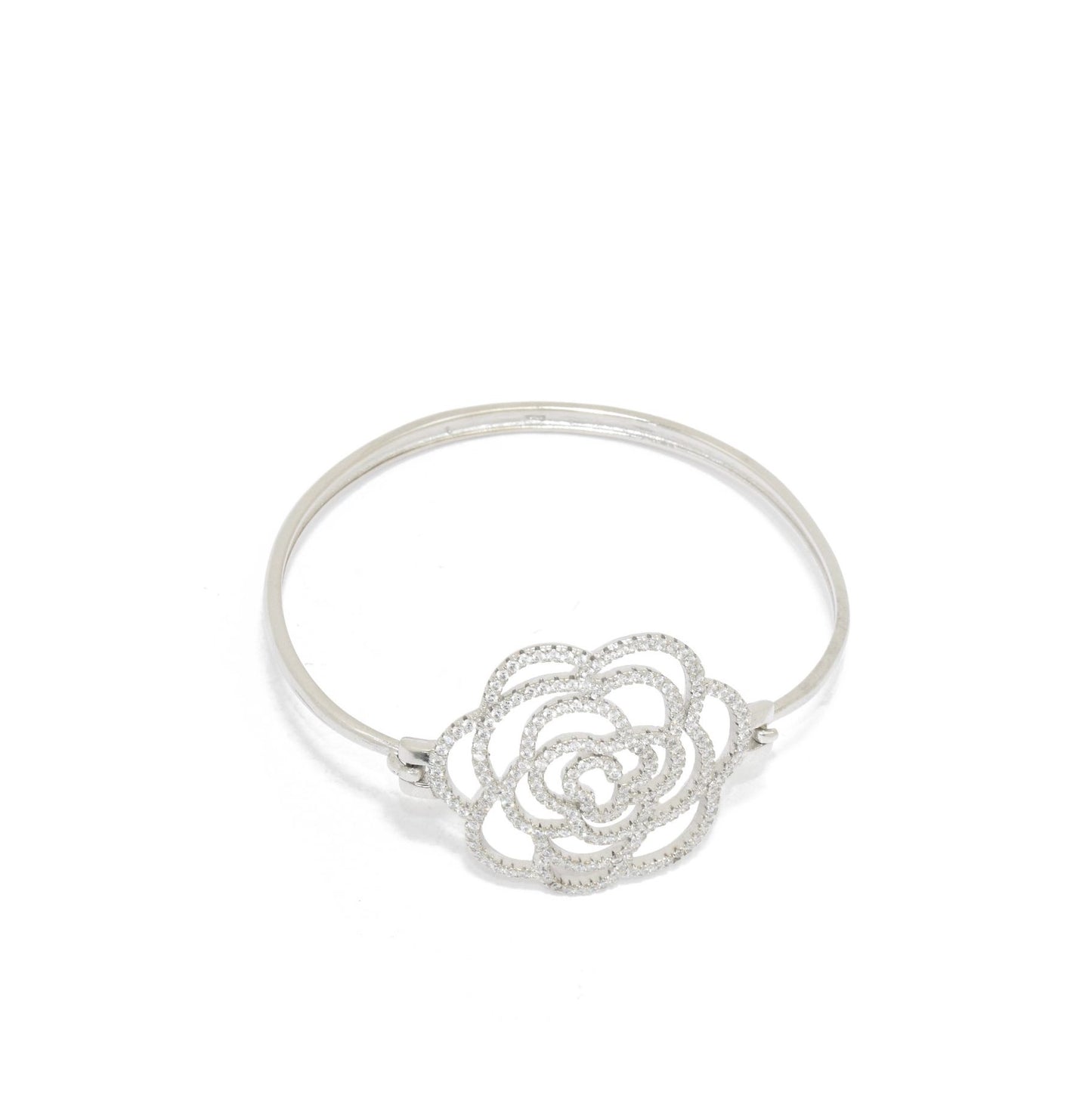 Zircon Flower Hinged Bangle