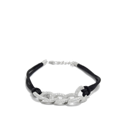 Rope and Sparkling Silver Bracelet