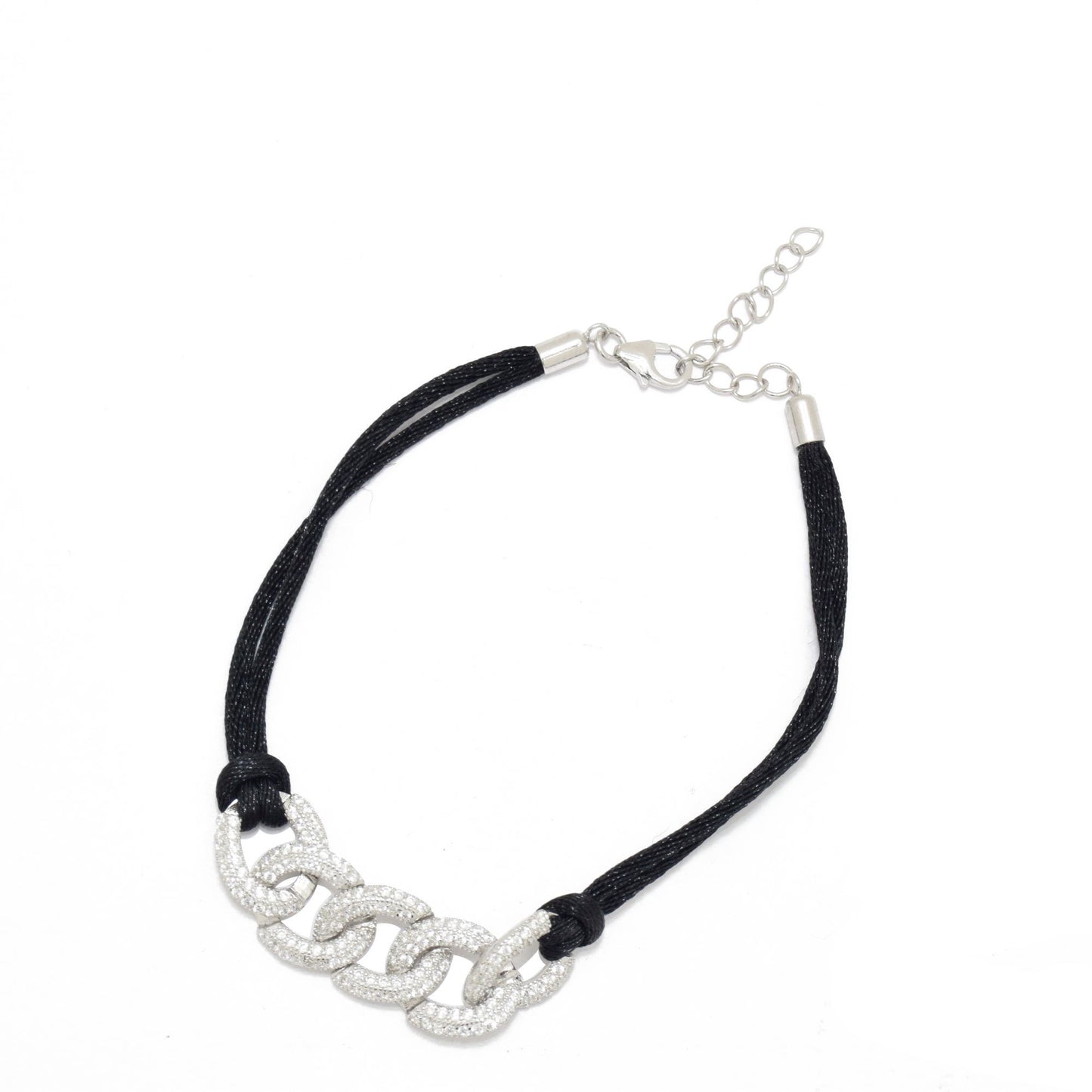 Rope and Sparkling Silver Bracelet