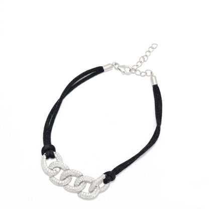 Rope and Sparkling Silver Bracelet