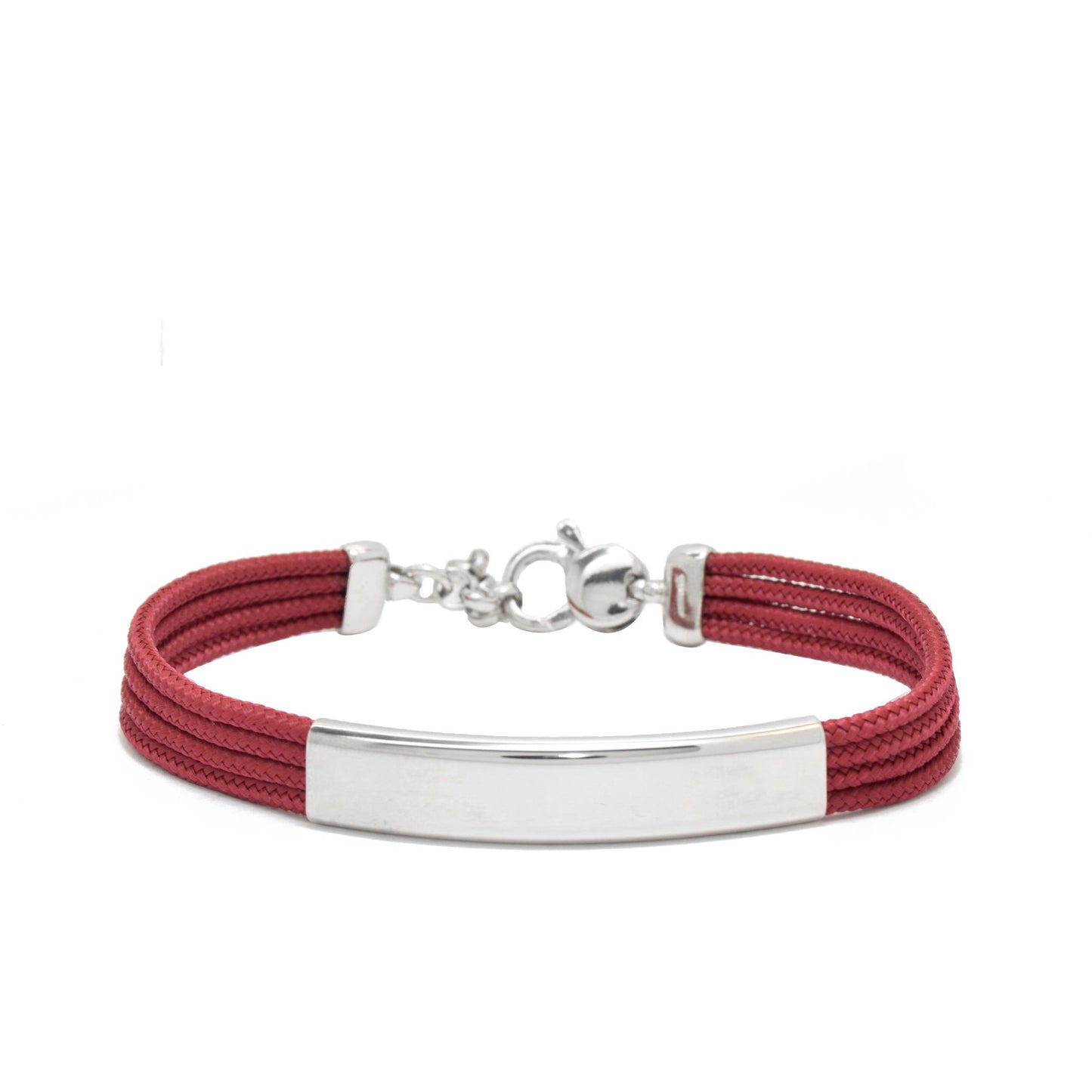 Silver Plaque Red Rope Bracelet