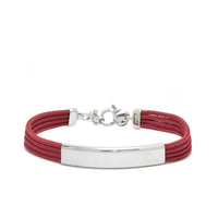 Silver Plaque Red Rope Bracelet image