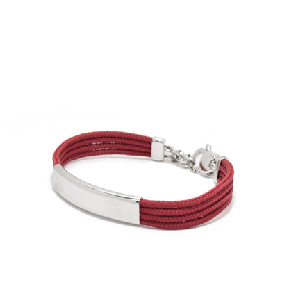 Silver Plaque Red Rope Bracelet