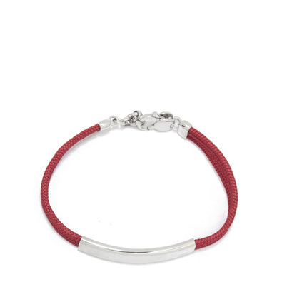 Silver Plaque Red Rope Bracelet