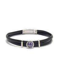 Silver Rubber Bracelet with Purple Stone image