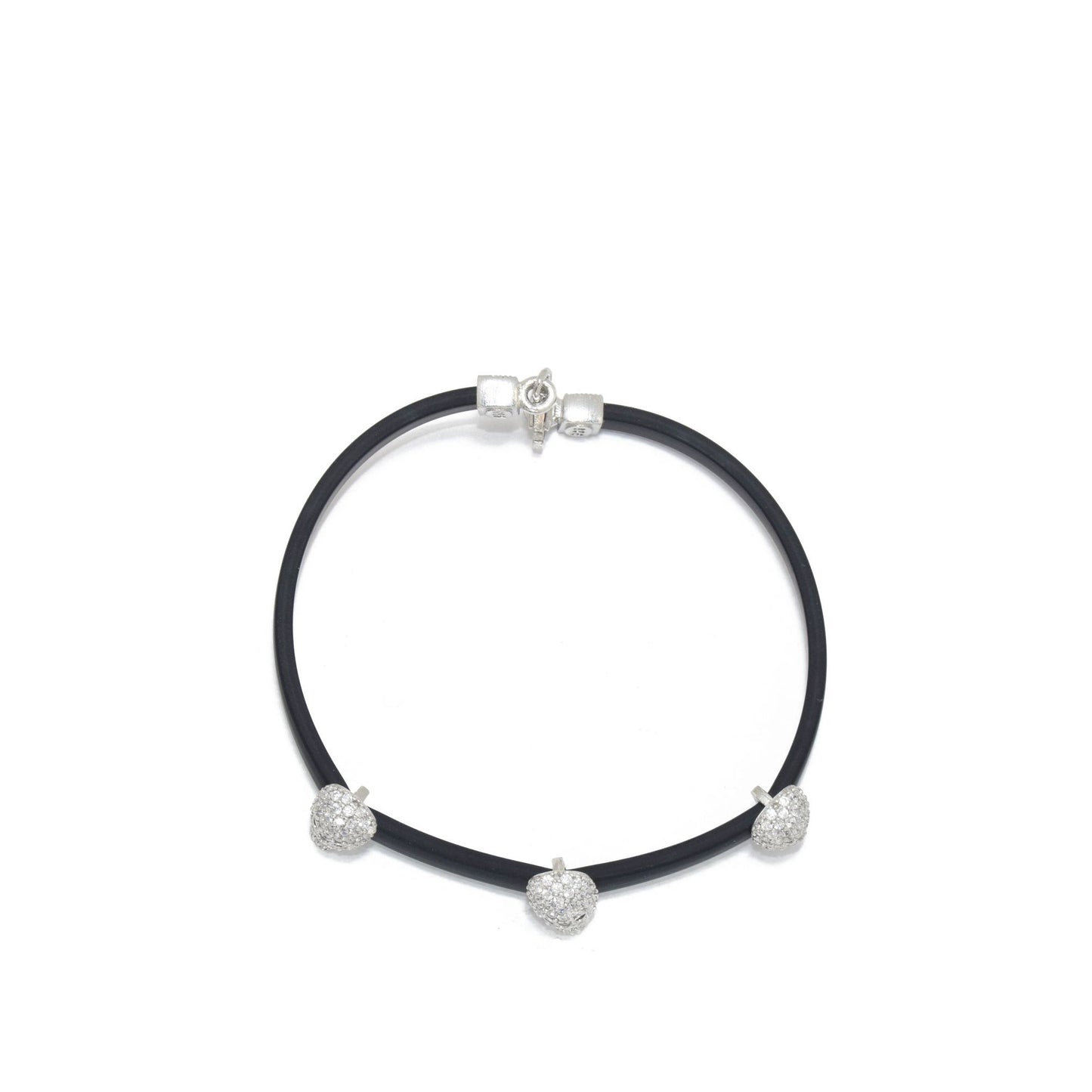 Silver Zircon Rubber Bracelet