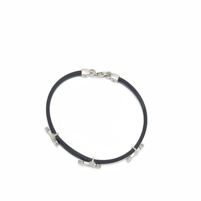 Silver Zircon Rubber Bracelet