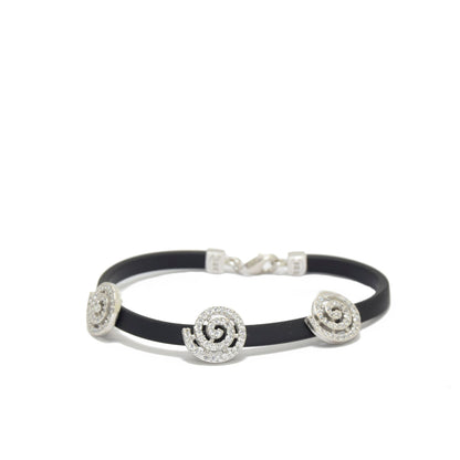 Sparkling Spiral Silver Rubber Bracelet