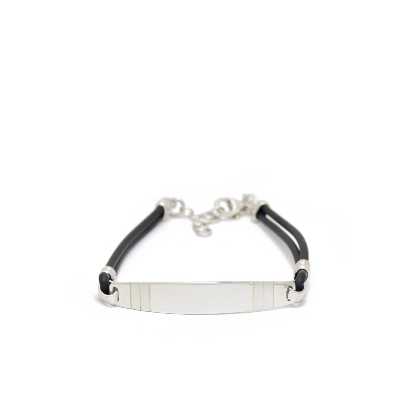 Silver Plaque Rubber Bracelet