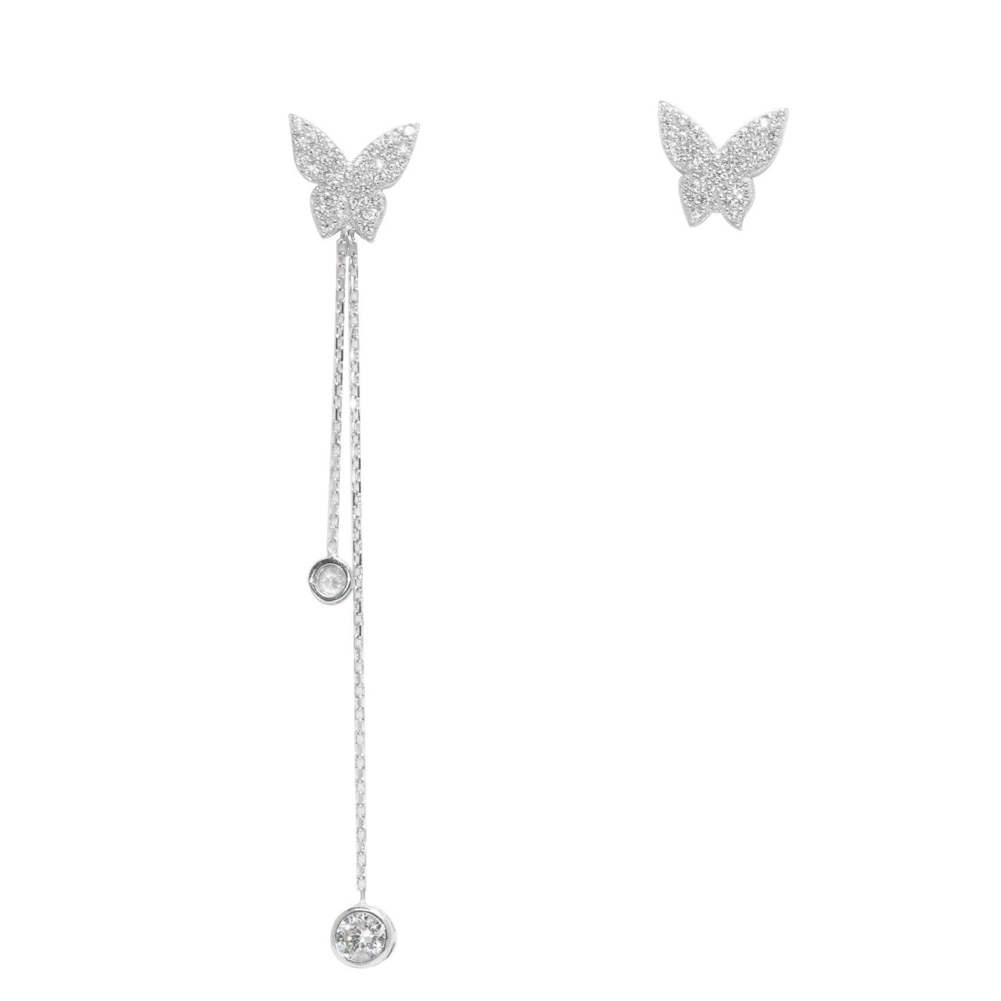 Sparkling Butterfly Chain + Stud Earring