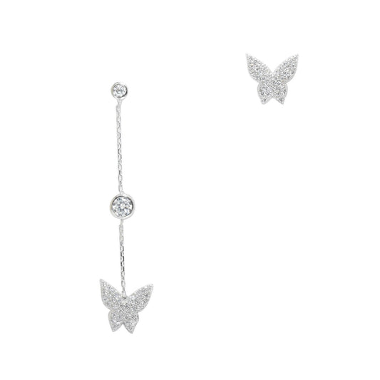 Sparkling Butterfly Chain + Stud Earring