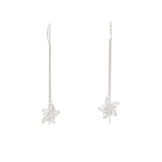 Sparkling Snow Flake Chain Earring