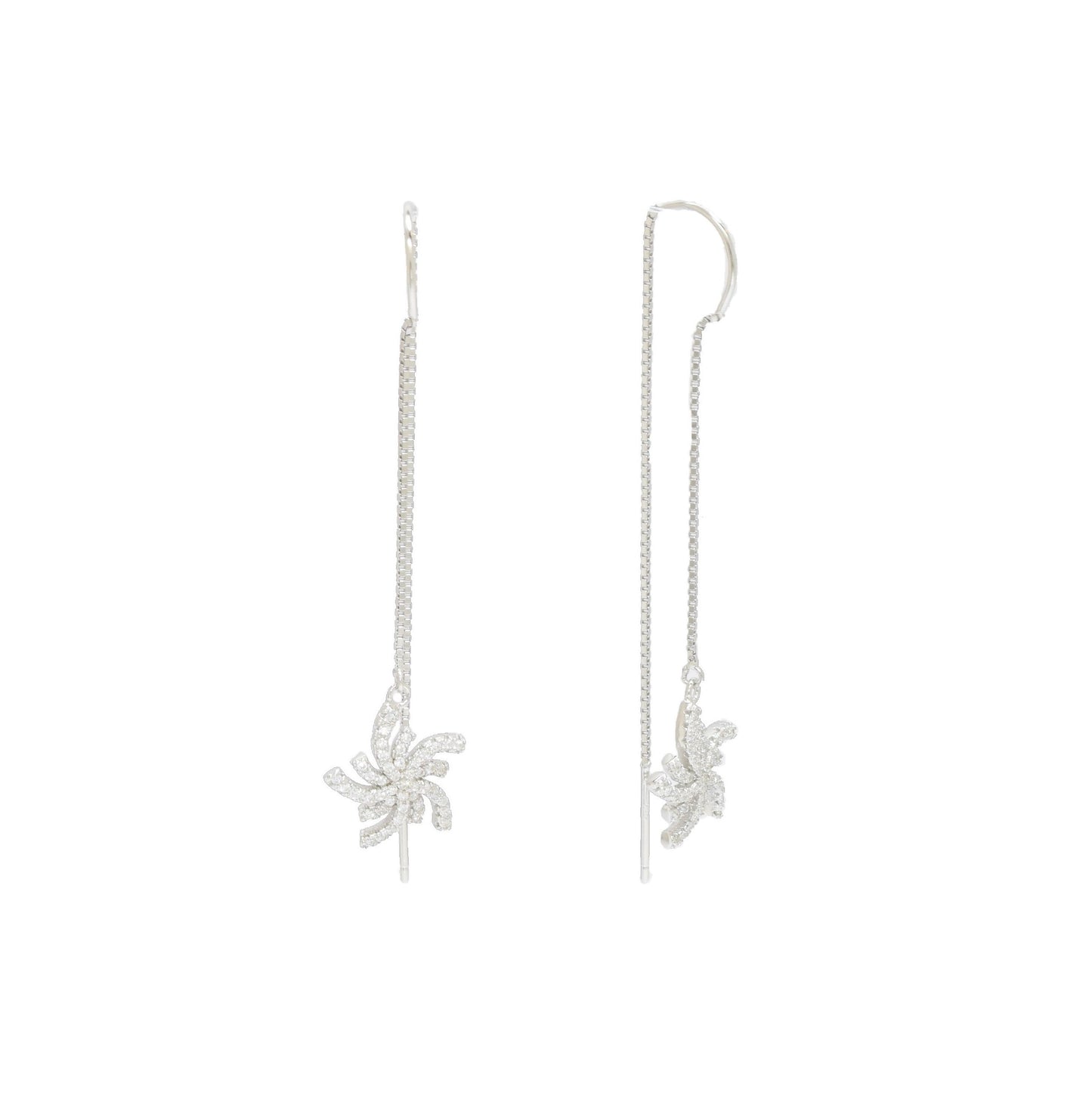 Sparkling Snow Flake Chain Earring