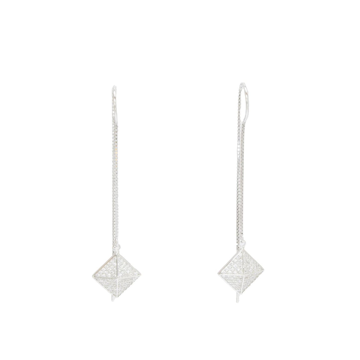 Sparkling Square Chain Earring