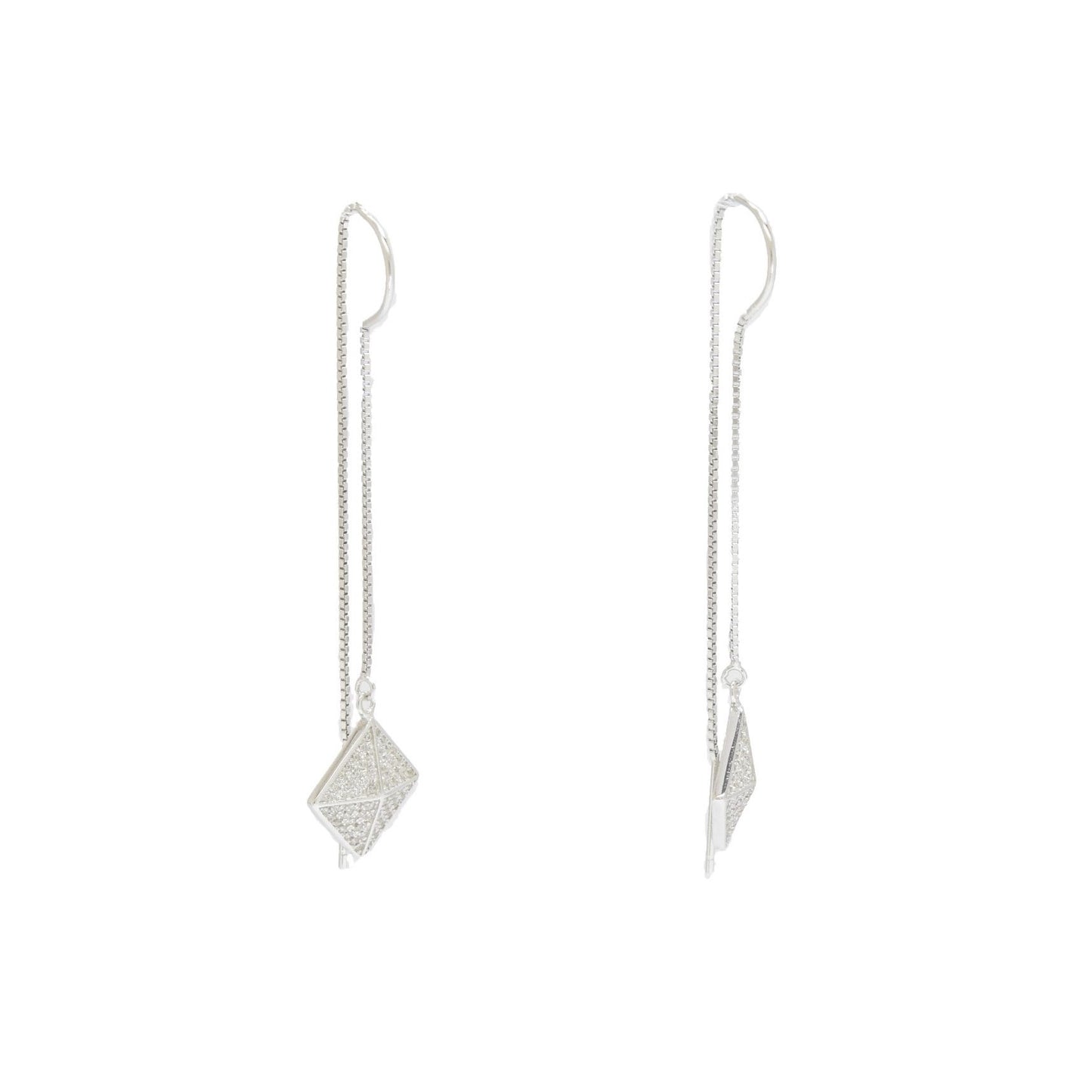 Sparkling Square Chain Earring