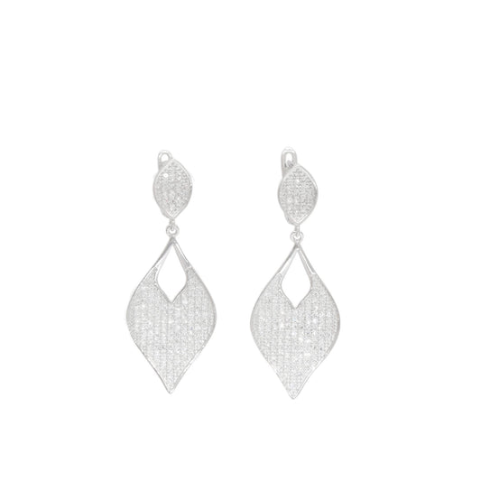 Elegant Leaf-Shaped Crystal Drop Earrings