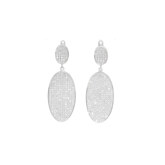 Long Oval Drop Pave Earrings